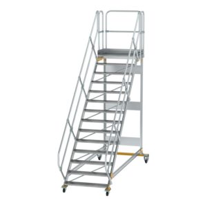 MUNK Günzburger Steigtechnik Aluminium-Plattformtreppe fahrbar 45° 14 Stufen