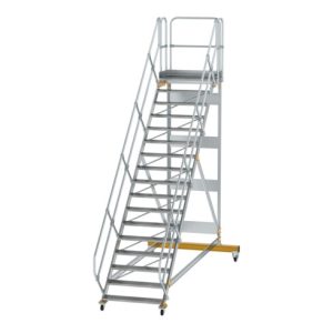 MUNK Günzburger Steigtechnik Aluminium-Plattformtreppe fahrbar 45° 17 Stufen