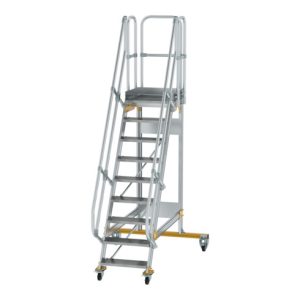 MUNK Günzburger Steigtechnik Aluminium-Plattformtreppe fahrbar 60° 9 Stufen