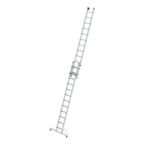 MUNK Günzburger Steigtechnik Stufen-Seilzugleiter 2-teilig mit nivello® Traverse 2×12 Stufen