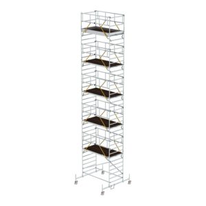 Munk Rollgerüst SG 1,35 x 2,45 m mit Fahrbalken & Doppel-Plattform Plattformhöhe 10,54 m