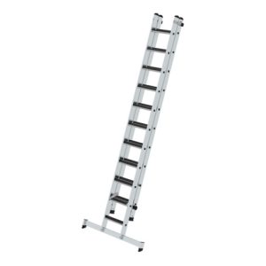 Munk Stufen-Schiebeleiter 2-teilig mit nivello®-Traverse und clip-step R13 1×11 + 1×10
