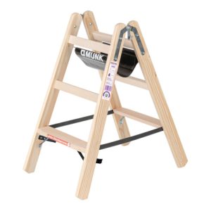 Munk Stufen-Stehleiter aus Holz, beidseitig begehbar, 2×3 Stufen