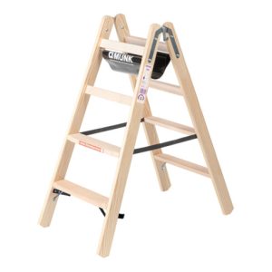 Munk Stufen-Stehleiter aus Holz, beidseitig begehbar, 2×4 Stufen