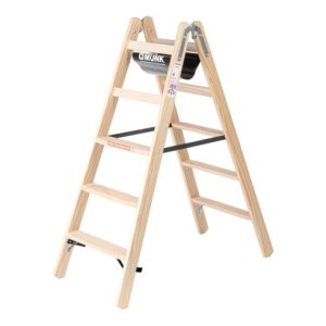 Munk Stufen-Stehleiter aus Holz, beidseitig begehbar, 2×5 Stufen