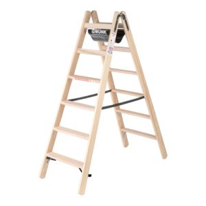 Munk Stufen-Stehleiter aus Holz, beidseitig begehbar, 2×6 Stufen