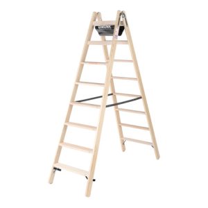 Munk Stufen-Stehleiter aus Holz, beidseitig begehbar, 2×8 Stufen