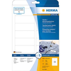 Namens- und Textiletiketten Herma, A4, 88,9 x 33,8 mm, selbstklebend, weiß, 160 Stück Namens- und Textiletiketten Herma, A4, 88,9 x 33,8 mm, selbstklebend, weiß, 160 Stück