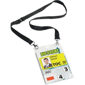 Namensschilder A6 mit Textilband duo, 10 Stück, schwarz Namensschilder A6 mit Textilband duo, 10 Stück, schwarz