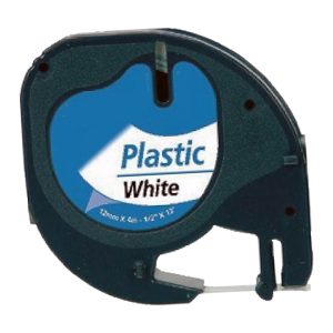 Etiketten-Band 12 mm x 4 m. Kunststoff. weiss