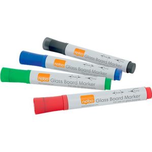 nobo Glas-Whiteboard Marker, 4er Set sortiert nobo Glas-Whiteboard Marker, 4er Set sortiert