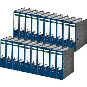 Ordner LEITZ® 1080, DIN A4, Rückenbreite 80 mm, Griffloch, geklebtes Rückenschild, Hartpappe, 20 Stück, blau