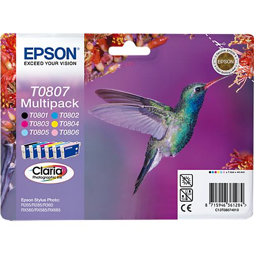 Original Epson Tintenpatronen T0807 CCMMYK, Mixpack, cyan, magenta, gelb, schwarz, lightcyan, lightmagenta