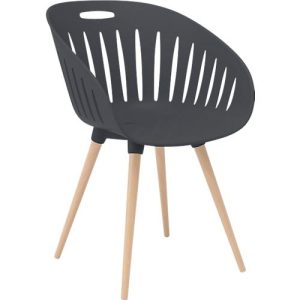 Outdoor-Stuhl Topstar T2023, 2 Stück, ergonomische Kunststoffschale, Füße ein- und ausdrehbar, anthrazit
