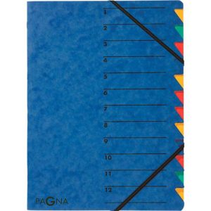 PAGNA Dokumentenmappe Easy, DIN A4, Gummizugverschluss, 12-teilig, blau