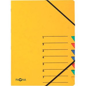 PAGNA Dokumentenmappe Easy, DIN A4, Gummizugverschluss, 7-teilig, gelb