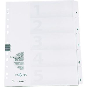PAGNA Karton-Register, Zahlen 1-5, grau PAGNA Karton-Register, Zahlen 1-5, grau