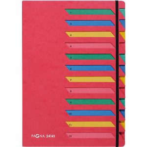 PAGNA Pultordner, für DIN A 4, A-Z, 12 Fächer, Karton, rot
