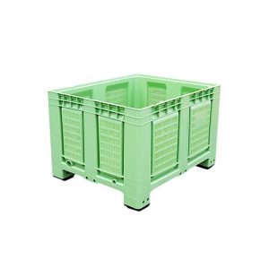 Palettenbehälter Big Box FP-FBO1210, 680 l, B 1200 x T 1000 x H 790 mm, perforiert, hellgrün, 4 Füße, bis 450 kg