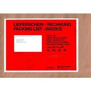 Papier-Dokumententasche/Lieferscheintasche SecurePack, C5, Fenster links, mit Aufdruck, selbstklebend, 100 % recycelbares Pergaminpapier, rot, 250 Stück Papier-Dokumententasche/Lieferscheintasche SecurePack, C5, Fenster links, mit Aufdruck, selbstklebend, 100 % recycelbares Pergaminpapier, rot, 250 Stück