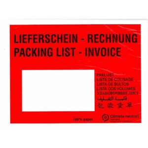 Papier-Dokumententasche/Lieferscheintasche SecurePack, C6, Fenster links, mit Aufdruck, selbstklebend, 100 % recycelbares Pergaminpapier, rot, 250 Stück Papier-Dokumententasche/Lieferscheintasche SecurePack, C6, Fenster links, mit Aufdruck, selbstklebend, 100 % recycelbares Pergaminpapier, rot, 250 Stück