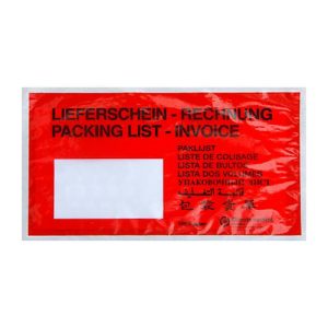 Papier-Dokumententasche/Lieferscheintasche SecurePack, DIN lang, Fenster links, mit Aufdruck, selbstklebend, 100 % recycelbares Pergaminpapier, rot, 250 Stück Papier-Dokumententasche/Lieferscheintasche SecurePack, DIN lang, Fenster links, mit Aufdruck, selbstklebend, 100 % recycelbares Pergaminpapier, rot, 250 Stück