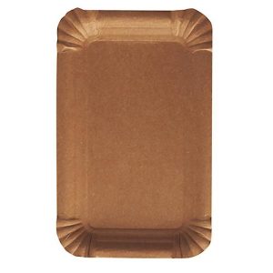 Pappteller Papstar Pure, Einweg, eckig, 100 x 160 mm, lebensmittelecht, FSC®-zertifiziert & kompostierbar, braun, 8 x 250 Stück