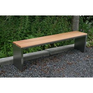 Parkbank, Edelstahl/Garapaholz, ohne Rückenlehne, B 2000 x T 300 x H 400 mm