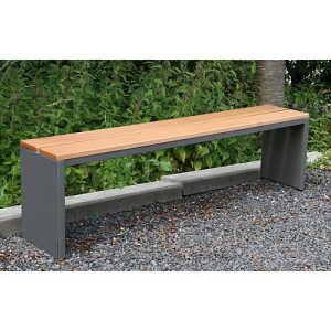 Parkbank, Edelstahl/Garapaholz, witterungsbeständig, B 1500 x T 300 x H 400 mm, moonstone-grau