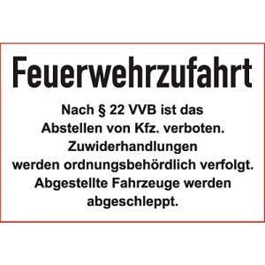 Parkverbot-Schild ‚Feuerwehrzufahrt‘ (Alu-Dibond)