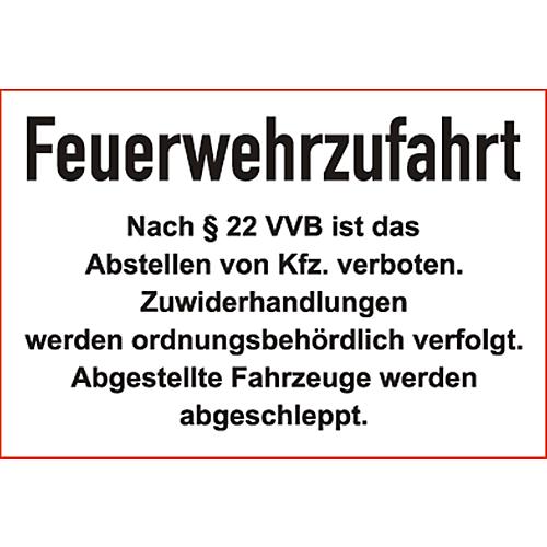 Parkverbot-Schild 'Feuerwehrzufahrt' (Alu-Dibond)