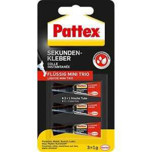 Pattex Sekundenkleber Classic flüssig Mini Trio, 3 x 1 g Pattex Sekundenkleber Classic flüssig Mini Trio, 3 x 1 g