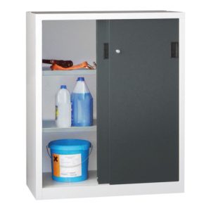 Pavoy Schiebetürenschrank H1200 x B1000 x T500, Böden verzinkt, Korpus Lichtgrau/ Front Anthrazitgrau
