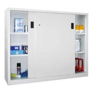 Pavoy Schiebetürenschrank H1200 x B1500 x T400, Böden gepulvert, Korpus / Front Lichtgrau