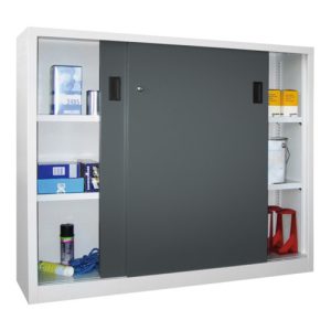 Pavoy Schiebetürenschrank H1200 x B1500 x T400, Böden gepulvert, Korpus Lichtgrau/ Front Anthrazitgrau