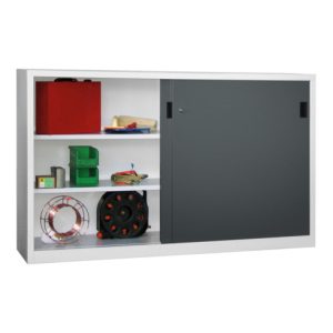 Pavoy Schiebetürenschrank H1200 x B2000 x T400, Böden gepulvert, Korpus Lichtgrau/ Front Anthrazitgrau