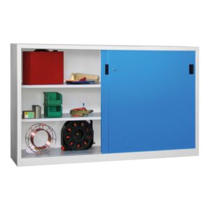 Pavoy Schiebetürenschrank H1200 x B2000 x T400, Böden gepulvert, Korpus Lichtgrau/ Front Lichtblau