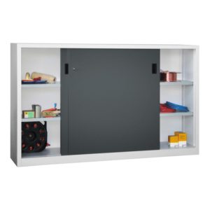 Pavoy Schiebetürenschrank H1200 x B2000 x T400, Böden verzinkt, Korpus Lichtgrau/ Front Anthrazitgrau