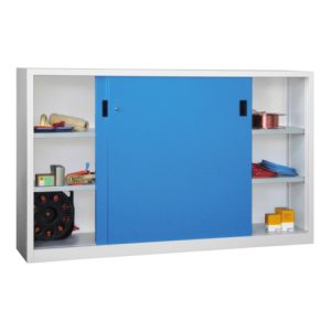 Pavoy Schiebetürenschrank H1200 x B2000 x T400, Böden verzinkt, Korpus Lichtgrau/ Front Lichtblau