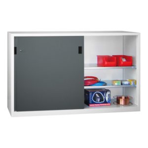 Pavoy Schiebetürenschrank H1200 x B2000 x T600, Böden verzinkt, Korpus Lichtgrau/ Front Anthrazitgrau
