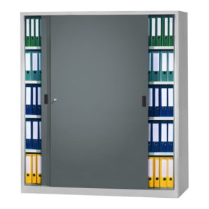 Pavoy Schiebetürenschrank H1950 x B2000 x T400, Böden verzinkt, Korpus Lichtgrau/ Front Anthrazitgrau