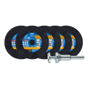 PFERD 5x Trennscheiben EHT 76×1,0x10 mm gerade PSF STEELOX für Stahl/Edelstahl mit 1x Aufspannbolzen