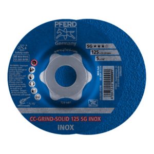 PFERD CC-GRIND-SOLID Schleifscheibe 125×22,23 mm COARSE Leistungslinie SG INOX für Edelstahl
