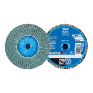 PFERD COMBIDISC Zirkon Mini-POLIFAN CD Ø 75 mm Z80 für gehärteten Stahl