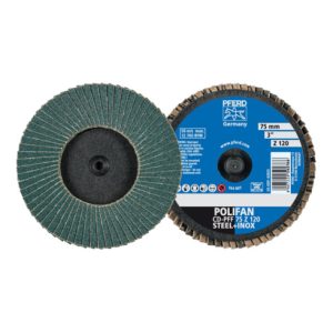 PFERD COMBIDISC Zirkon Mini-POLIFAN CDR Ø 75 mm Z120 für gehärteten Stahl
