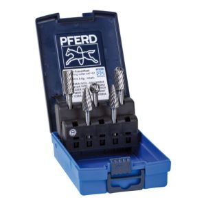 PFERD Hartmetall Hochleistungsfrässtift Set INOX 5-tlg. Ø 12mm Schaft-Ø 6mm für Edelstahl