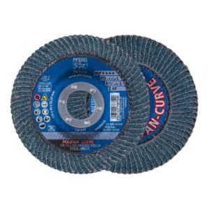 PFERD POLIFAN CURVE Fächerscheibe PFR 115×22,23 mm Breite L Z40 SGP STEELOX für Stahl/Edelstahl