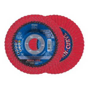 PFERD POLIFAN CURVE Fächerscheibe PFR 115×22,23 mm Breite M CO60 SGP STEELOX für Stahl/Edelstahl