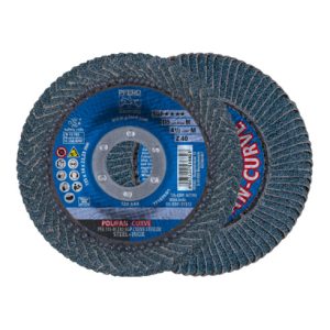 PFERD POLIFAN CURVE Fächerscheibe PFR 115×22,23 mm Breite M Z40 SGP STEELOX für Stahl/Edelstahl