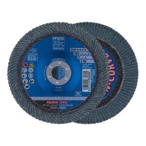 PFERD POLIFAN CURVE Fächerscheibe PFR 180×22,23 mm Breite L Z40 SGP STEELOX für Stahl/Edelstahl